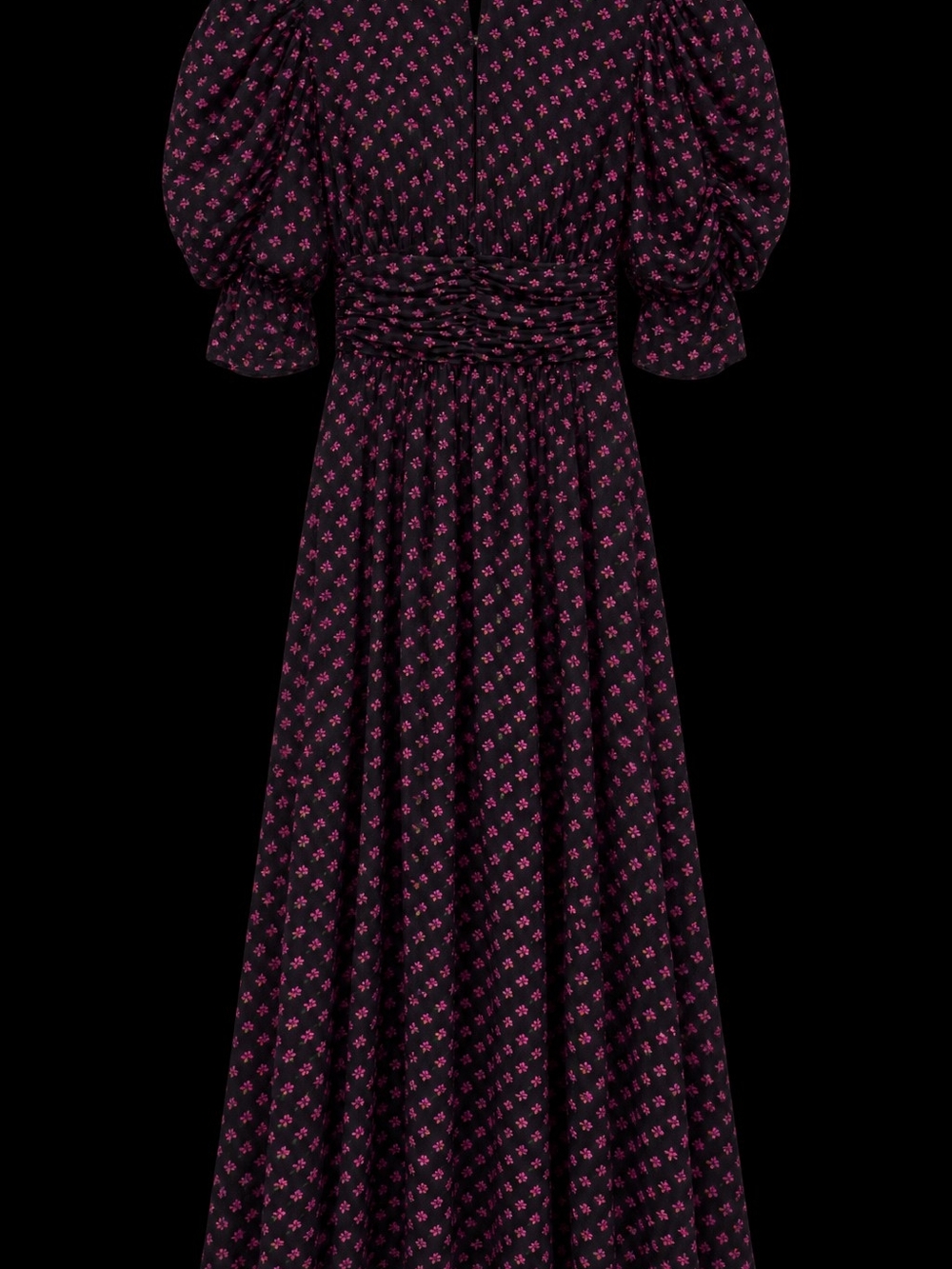 Black Maxi Dress with Pink Floral Motif
